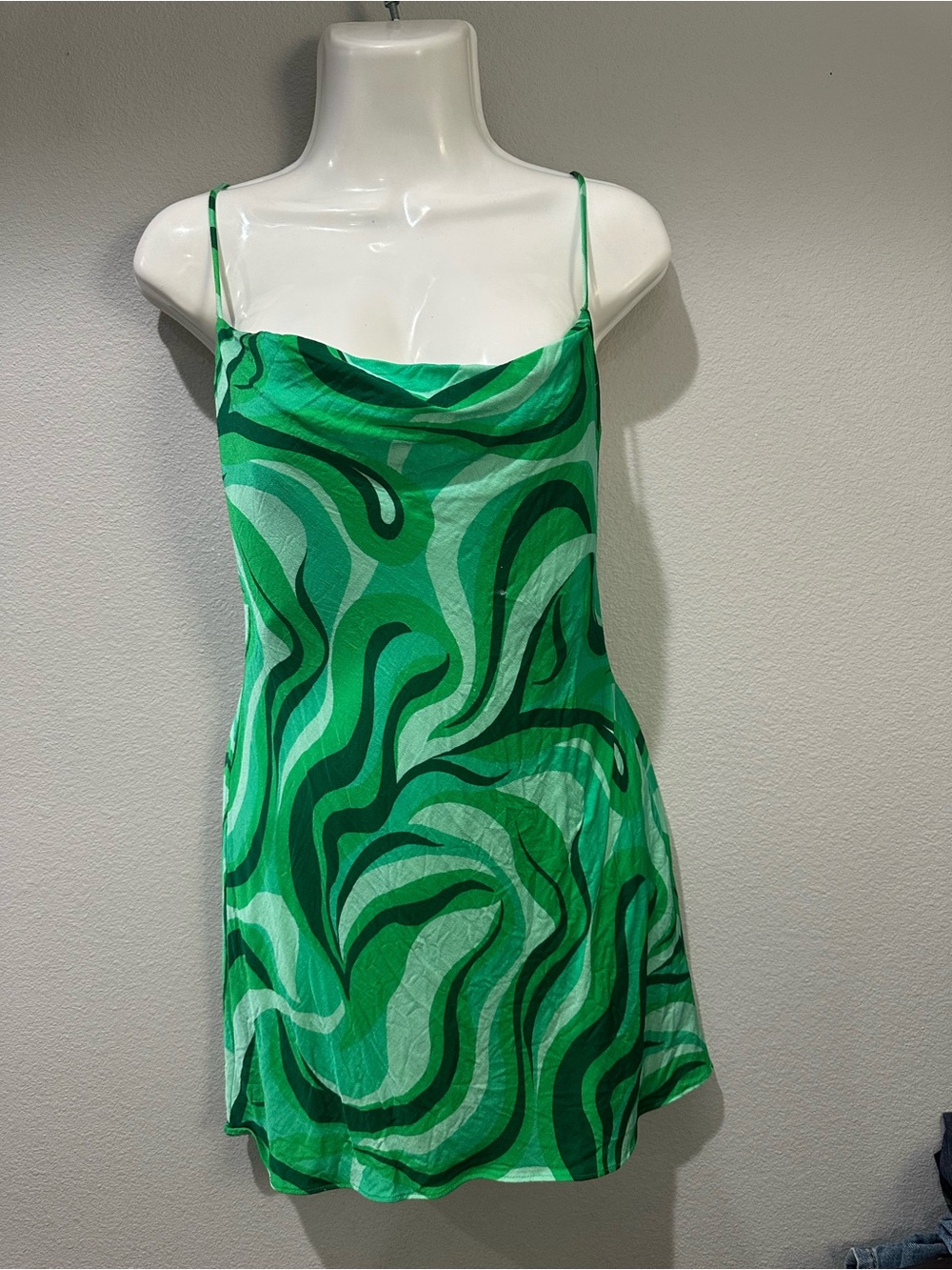 Zara Green Swirl Slip Mini Dress